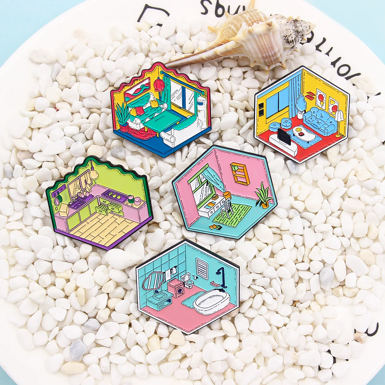 Модные Цветные геометрические броши для гостиной кухни ванной дома Креативный