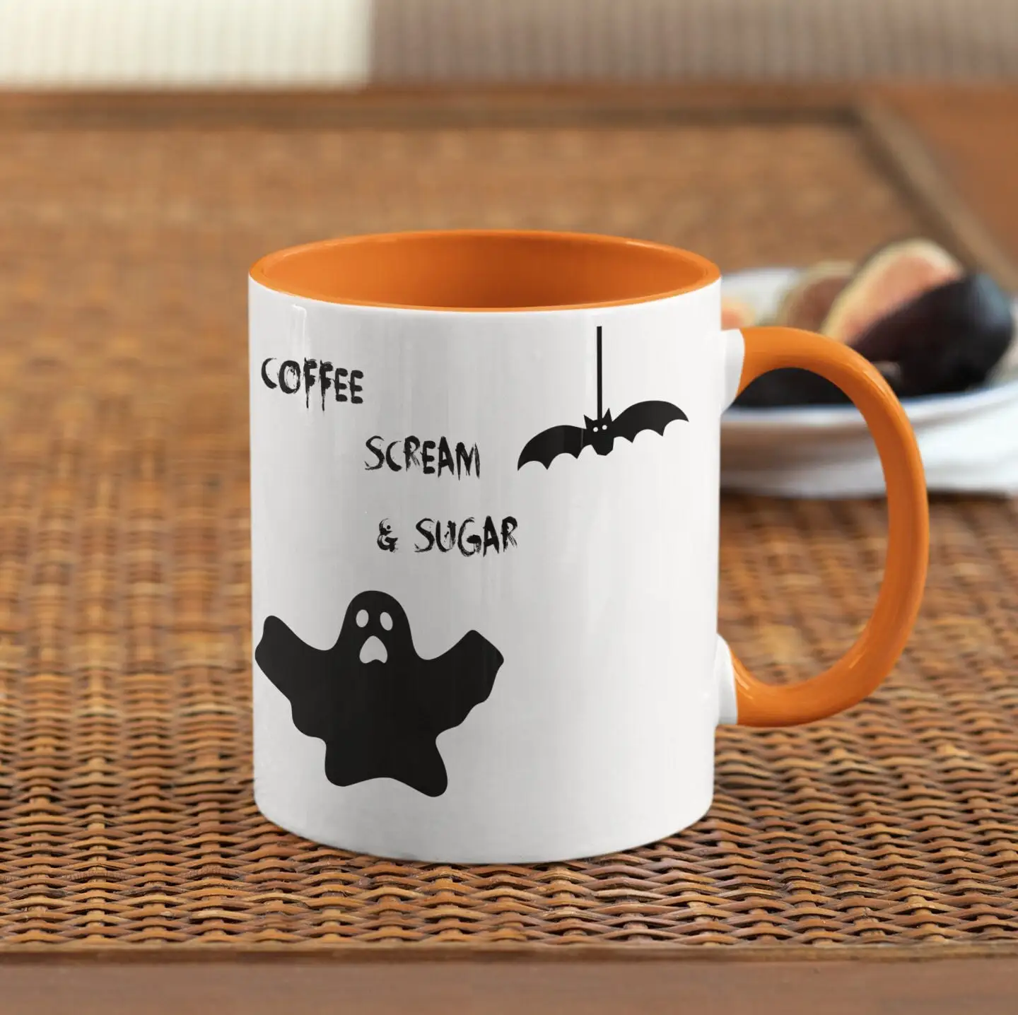 

Страшная фотография с призраком и летучей мышью-с цветной ручкой для вокала и сахара керамическая чашка для кофе и чая 11 унций, красочная ко...