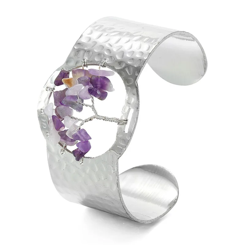 Женский и мужской широкий браслет Dayoff с натуральным камнем в стиле панк открытый