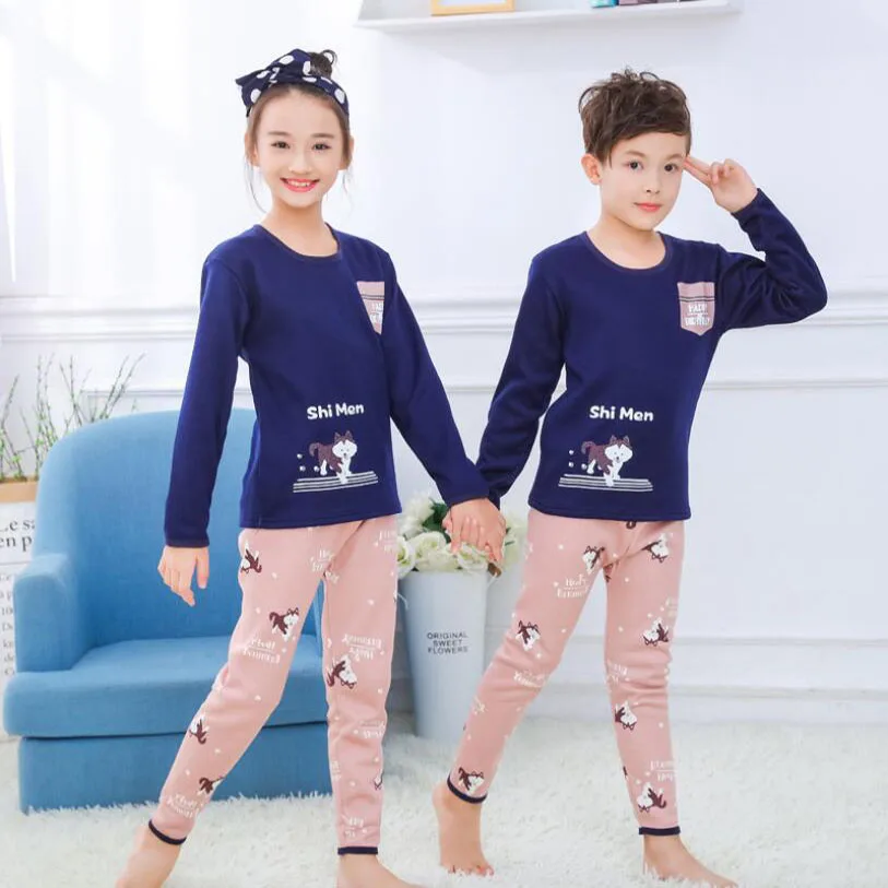 Boys Sleepwear baby girl winter cotton velvet sets Children Homewear Pajamas Boy Pyjamas Kids Nightwear 2-13Y teenage clothes | Мать и