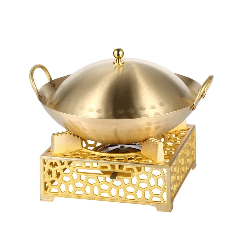 

Brass Dry Pot Boiler Alcohol Stove Small Dish Dry Boiler Pan Household Solid Alcohol Commercial Copper Stew Hot Pot