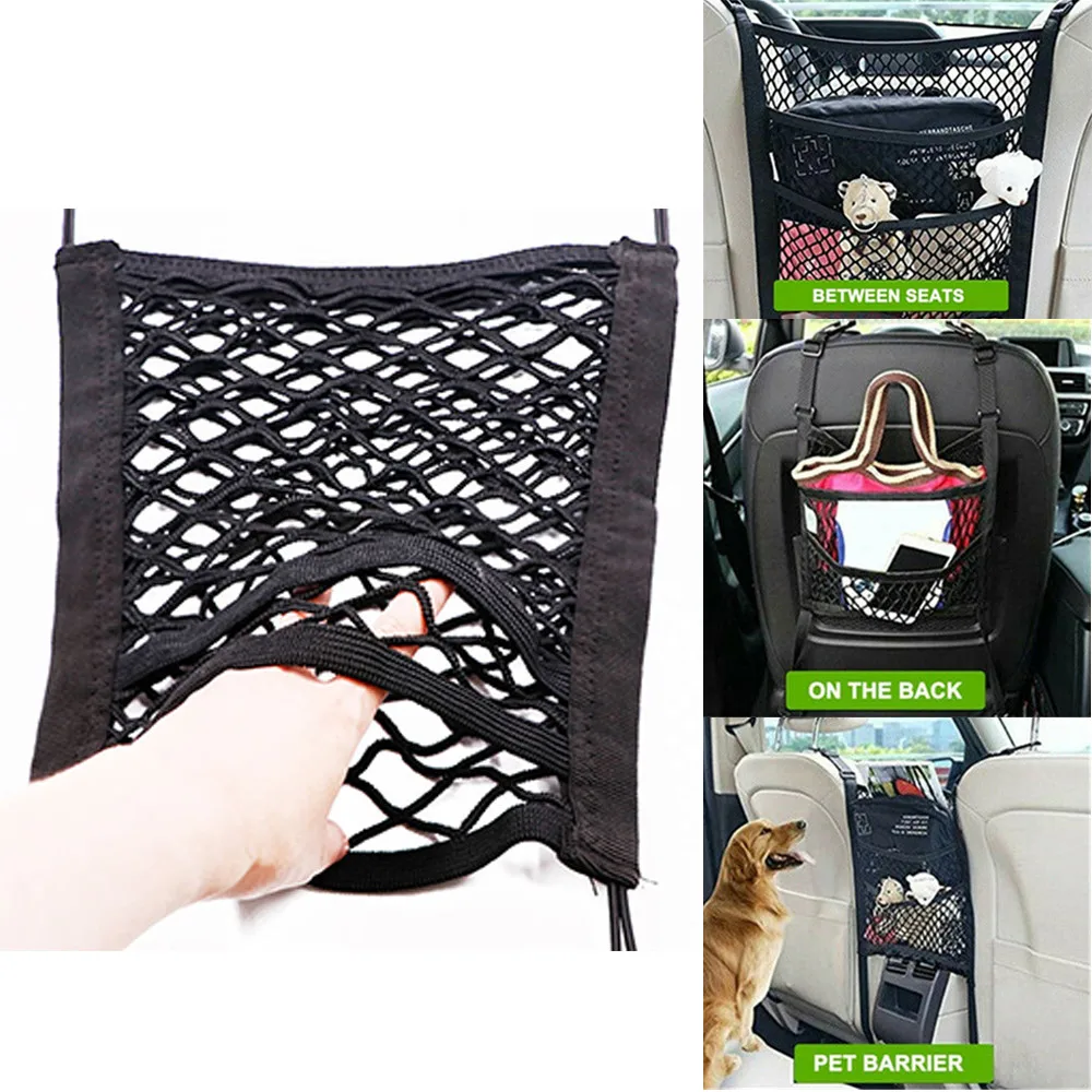 

Car Storage Net Black Extra Elastic Storage Net Accessories Oxford Cloth Mesh Storage Bag Organizer For SUV/RV Hatchback Sedan