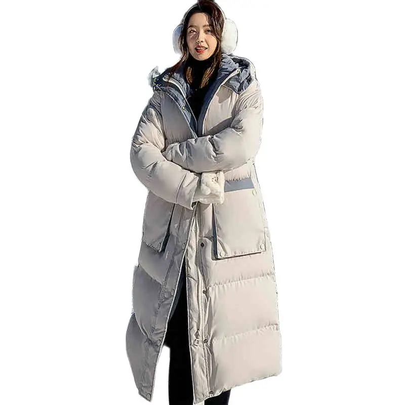 2023 New Winter Long Parkas Coats For Women Clothing Cotton Jackets Korean Loose Over the knee Winter Down Padded Coats f956
