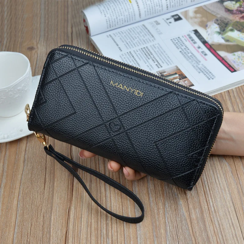 

New Double Zipper Purse High-capacity Long Phone Pack Woman Double-layer Clutch Wallet Fashion Trend Passport Bag Card Holder