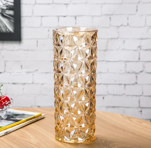 European Large Crystal Glass Vase Living Room Small Fresh Decoration Flower Arrangement Hydroponic Dried Floor Q294 | Дом и сад