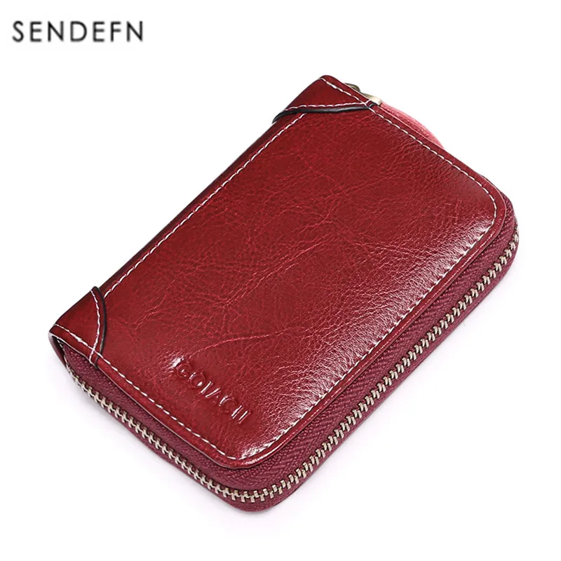 

card wallet genuine leather wallet women Multi card position zipper super thin Card pack Men's and women's coin purses carteira