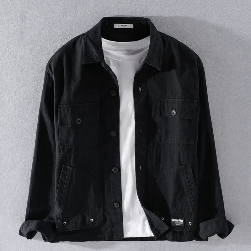 Куртка мужская из чистого хлопка Повседневная Красивая модная однотонная новая