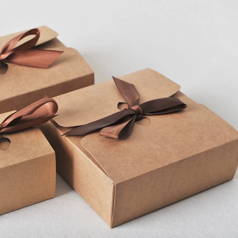 20 шт./лот коричневые крафт-картонные коробки подарочная упаковочная бумажная