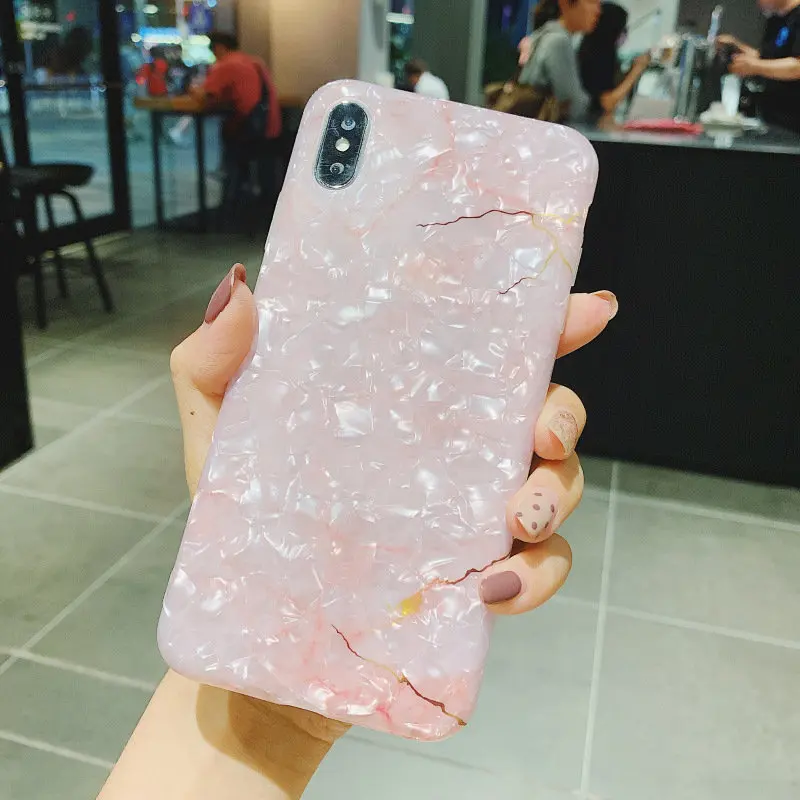 Темно-серый Блестящий Мраморный чехол для iPhone XR, чехол с рисунком лимона, силиконовый IMD чехол для iPhone 6S 6 7 8 Plus, iPhone XR X Xs Max 11 чехол - Цвет: Темно-серый