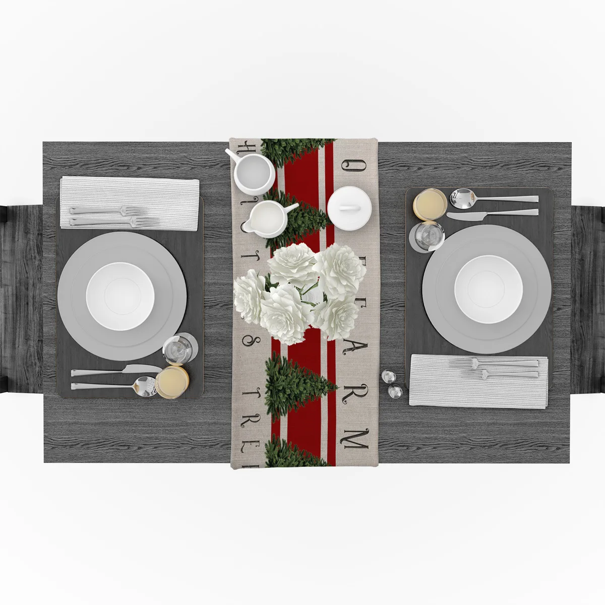 Дорожка на стол с изображением рождественской елки для дома и кухни Декоративная