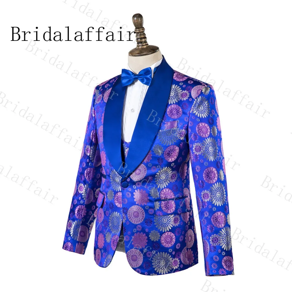 Bridalaffair Shinny, зимний Королевский смокинг, мужской костюм жениха, мужской костюм для шафера, Блейзер, комплекты(куртка+ брюки+ жилет