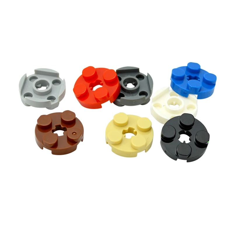 

Building Blocks 100PCS MOC Parts DIY 2x2 Round plate with cross shaft hole Educational Technical Bricks Compatible with 4032 Toy