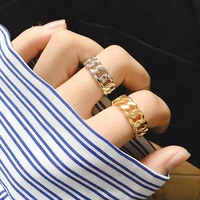 gold silver color chunky chain rings link twisted geometric rings for women vintage open rings adjustable 2020 trendy accessory