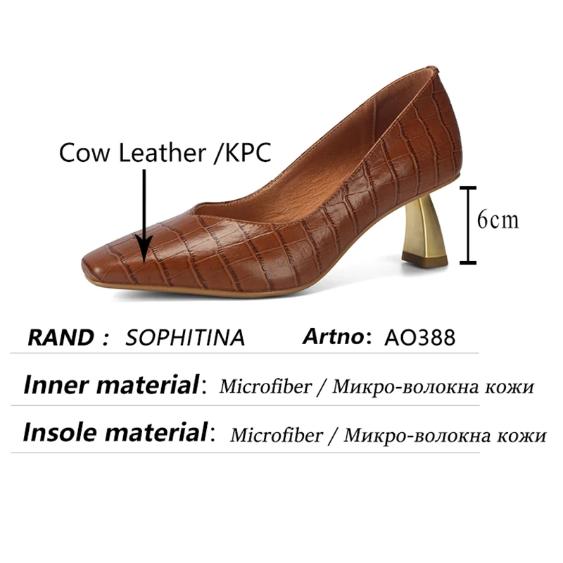 

SOPHITINA French Retro Female Pumps All-match Shoes Small Square-toe Shallow Mouth High-heeled Cow Leather Women's Shoes AO388
