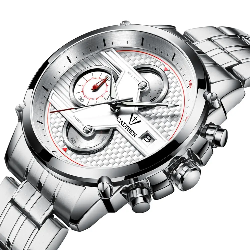 Часы наручные CADISEN Мужские кварцевые брендовые Роскошные водонепроницаемые