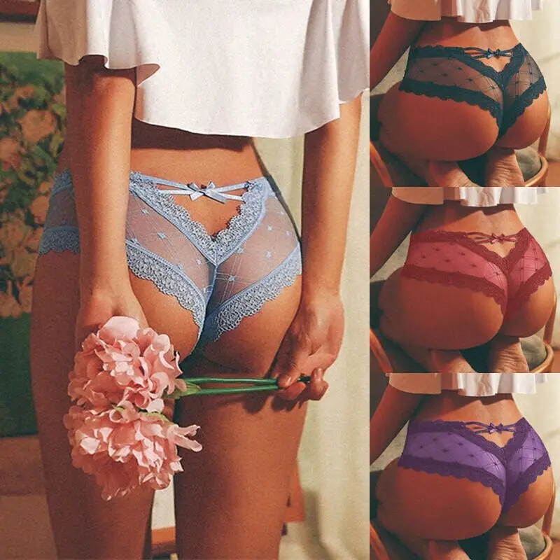 

Fashion Women Sexy Lingerie Mesh Lace Panties Elegant High Waist Hollow Out Underpants Ladies Soft Underpants Thong Panty