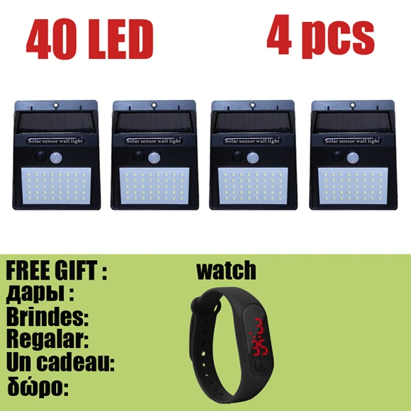 White ordinary 4pcs A2 40LED солнечные лампы фонари PIR сенсор Открытый солнечной энергии настенный светильник энергосберегающий Водонепроницаемый Ip 65 разделение сада Moden - Emitting Color: White ordinary 4pcs