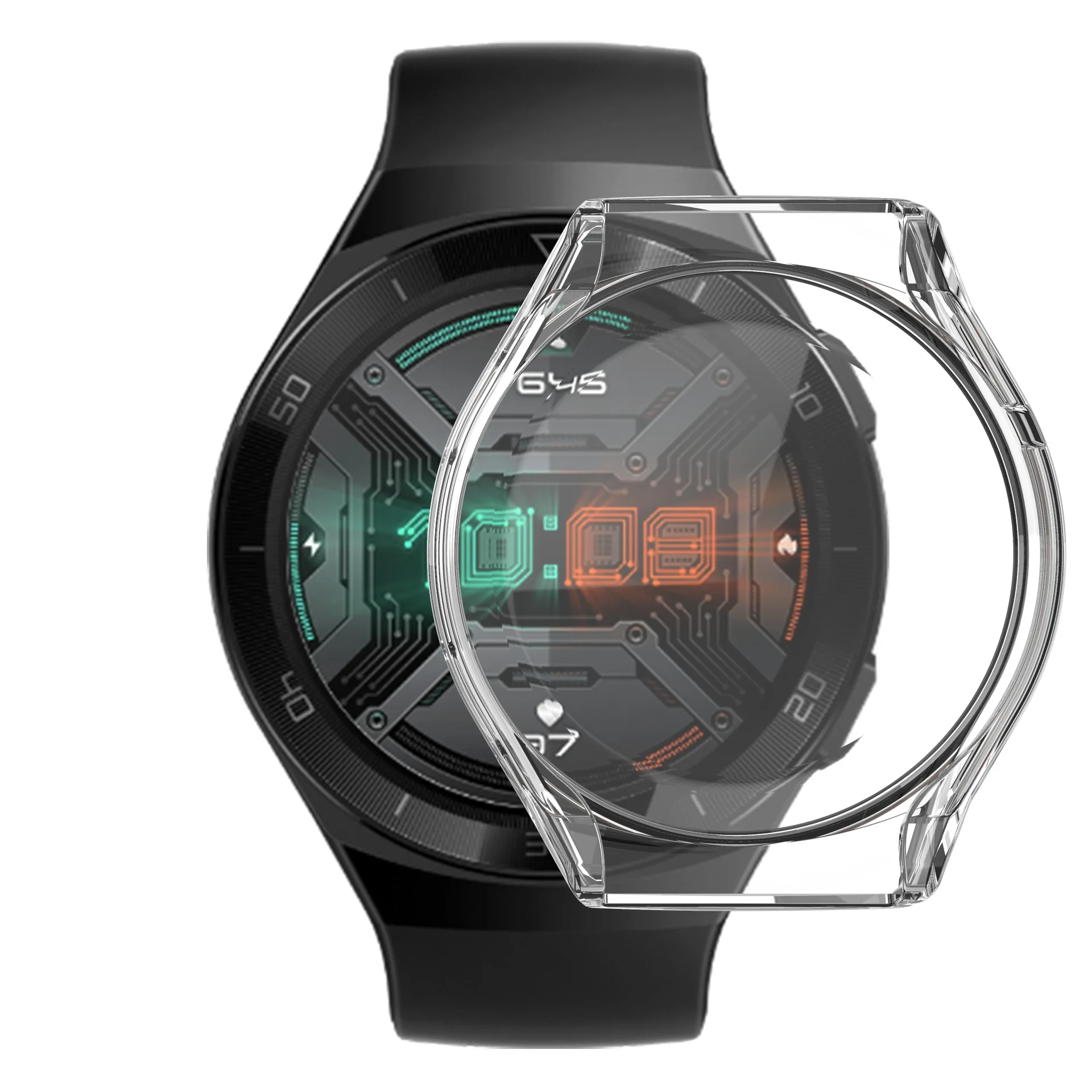 Мягкий чехол для часов TUP Huawei WATCH GT 2 2E 46 мм защитный на весь экран HD