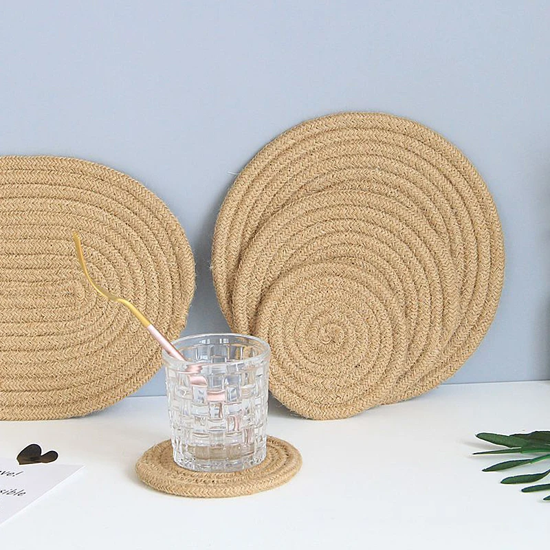 Джутовая подстилка круглый коврик обеденная ручная работа изоляционная для