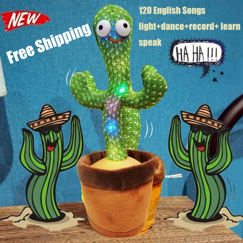 Juguete de Cactus m&aacute;gico para cantar y bailar, 120 canciones, ingl&eacute;s, espa&ntilde;ol, vietnamita, aprendizaje, hablar, luminoso, educaci&oacute;n de primera infancia-1