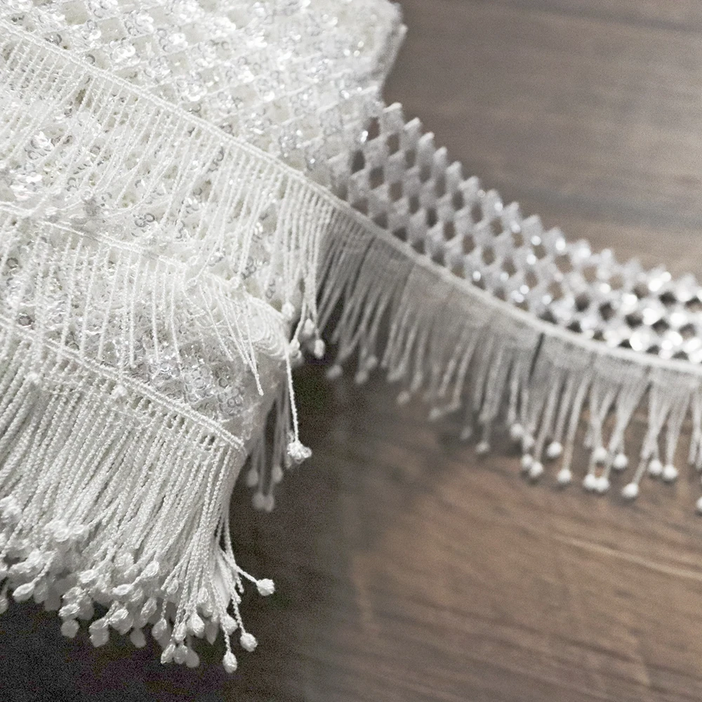 

2Yards 5.8cm Width Sequins Tassels Lace Trim Costume Dress Lace Trimmings Sewing Materials Home Textile Decoration lace Applique
