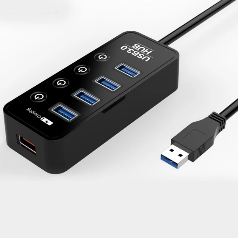 

Usb-хаб USB 3,0 Hub с 4 USB портами s и 1 USB Смарт-портом для зарядки, USB-адаптер, высокоскоростные кабели передачи, разъемы