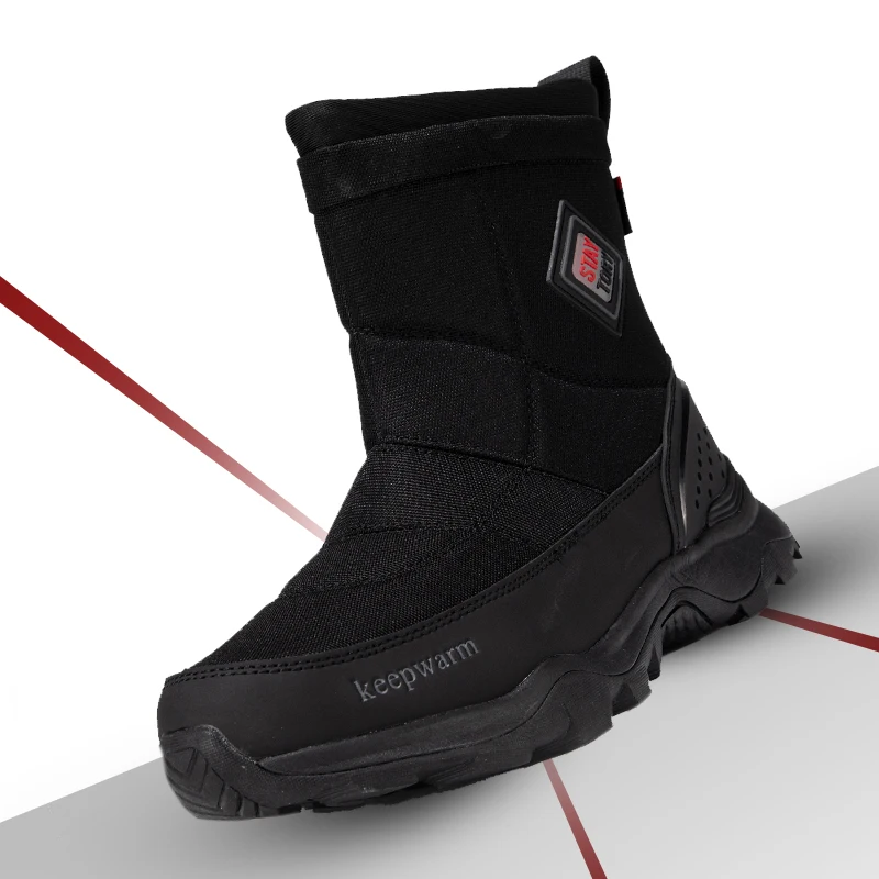 Baasploa 2022 New Men's Winter Warm Shoes Waterproof Leather Cotton Snow Boots Non-slip Thick Bottom Male Walking Hiking Shoes