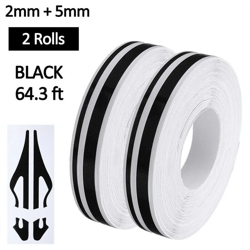 

2pcs/set Universal Black Stickers Pin Striping Stripe Vinyl Tape Decals Exterior Accessories For Car Motorcycle