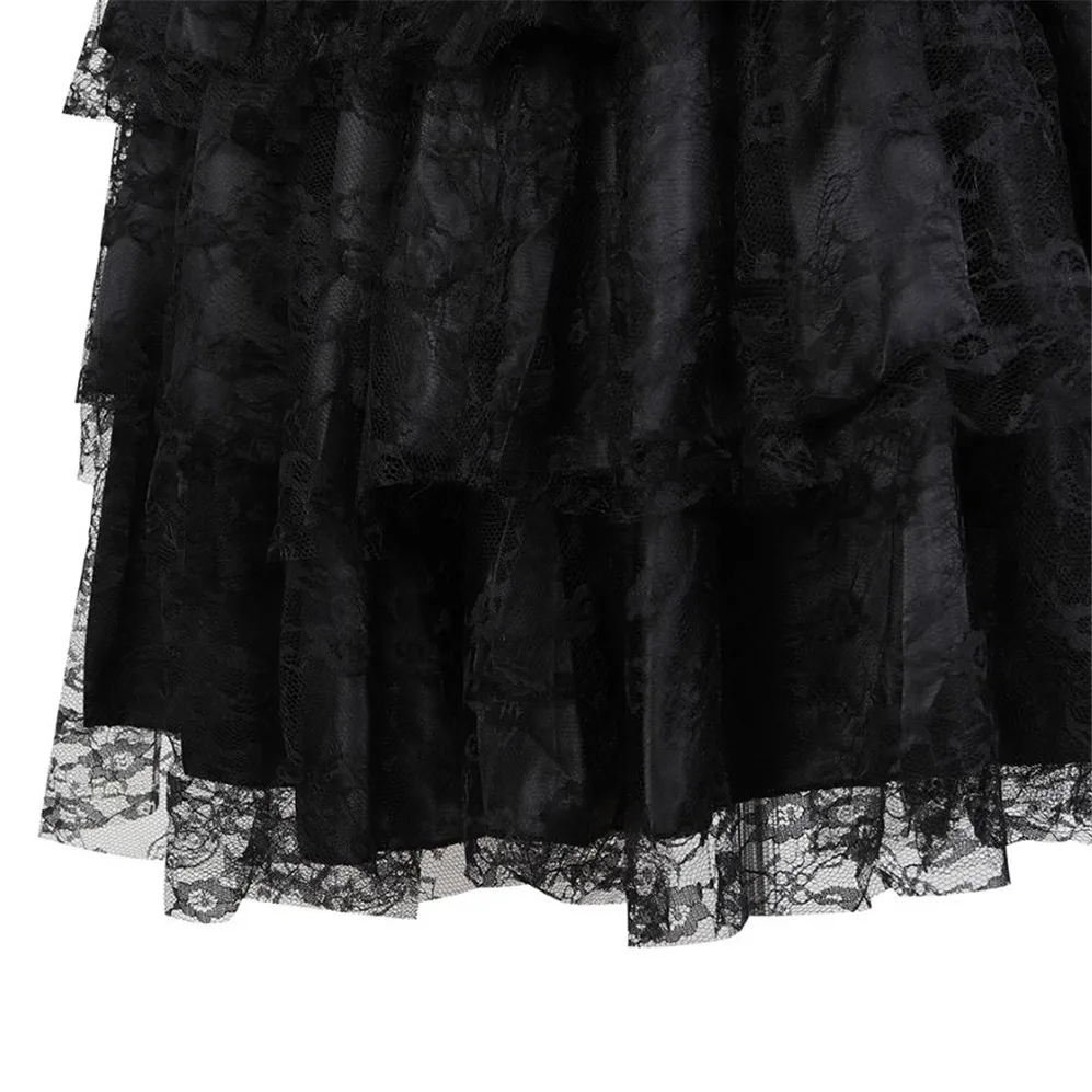 

Sexy Costume Skirt Women Three Layer Skirt Ruffly with Lace Tulle Pleated Skirt Showgirl Night Party Skirts Match Corset S-6XL