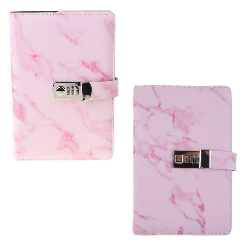 

F3MA A5 Marble Texture Notebook Password Lock Notebooks Leather Notepad Agenda Weeks