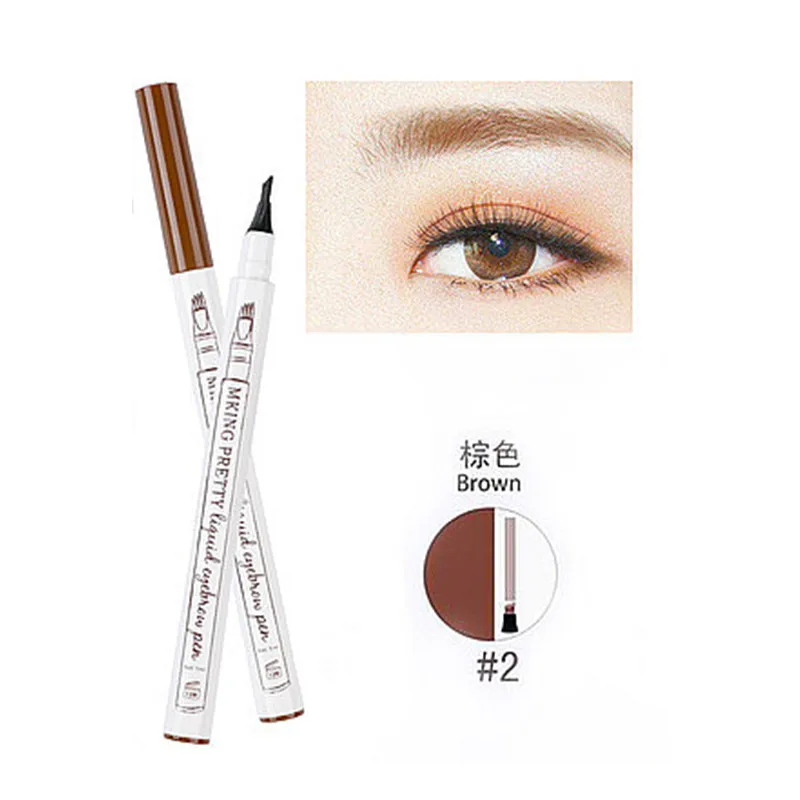 

3 Color Pencil Brown Gray Anti-sweat Non-marking Eyebrow Makeup Fashion Waterproof 4 Head Fork Tip Natural Eyebrow Pencil