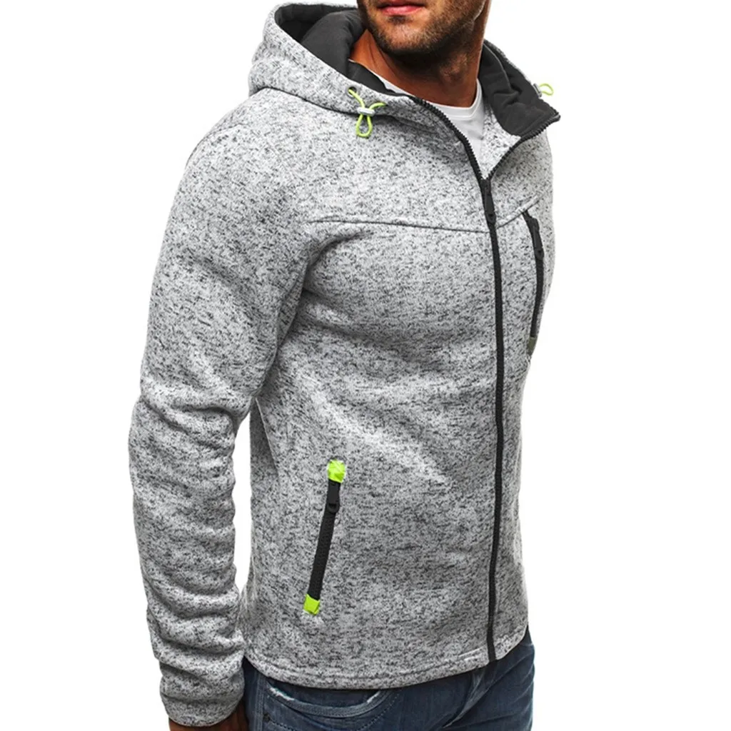 Men Sports Casual Wear Zipper Fashion Tide Jacquard Hoodies Fleece Jacket Fall Sweatshirts Autumn Winter Coat