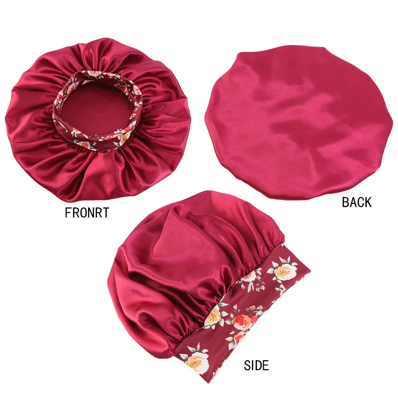 

Women Fashion Beautiful Caps Comfortable Big Baotou Hat Head Wearing New Fashion Colorful Satin Night Sleep Cap Silk Head Cover