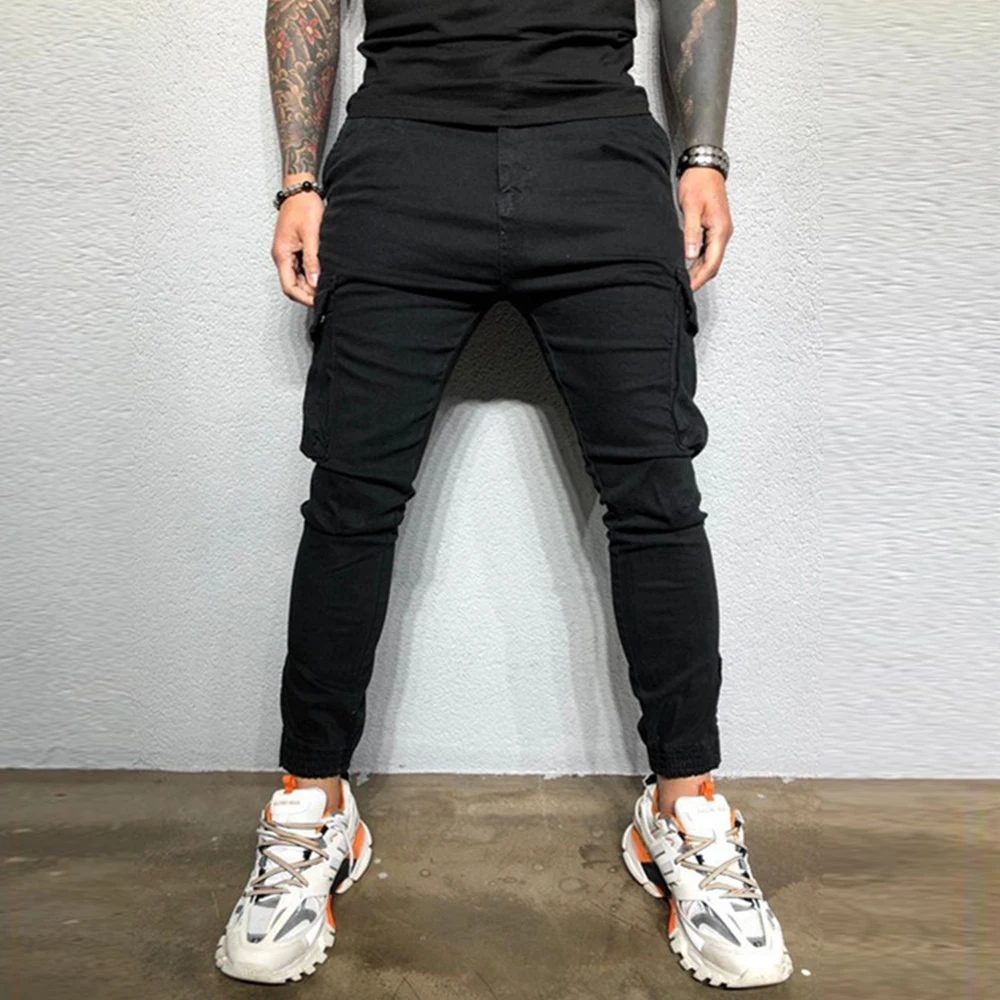 

Men Cargo Pants Casual Skinny Pants zipper pocket Joggers Long Trousers ​2021 Homme Full Length Sportswear Pants Sweatpants D30