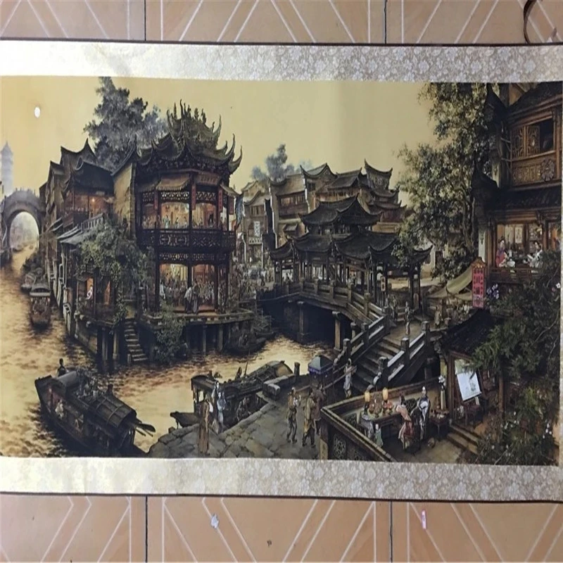 

Chinese Old Long Scroll Painting Nanxiang Dream Picture