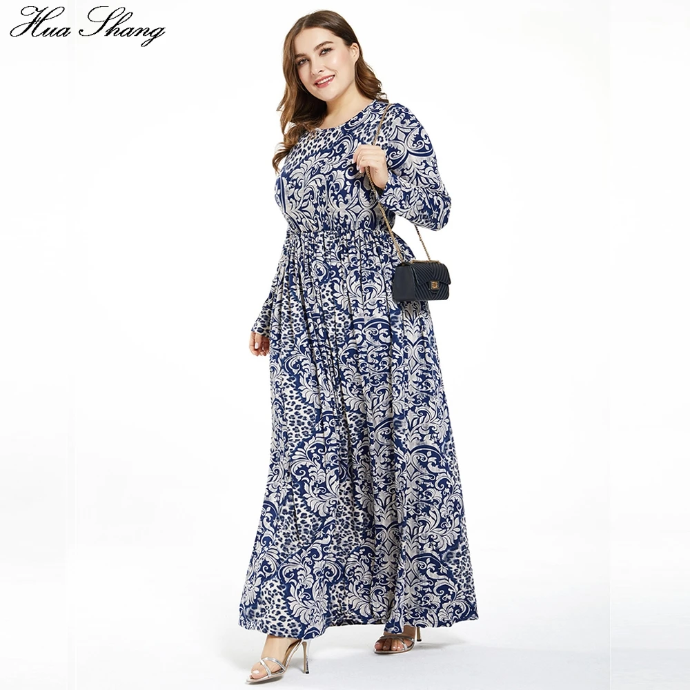 6XL размера плюс винтажное женское платье 2020 Весна длинный рукав Ретро Цветочный