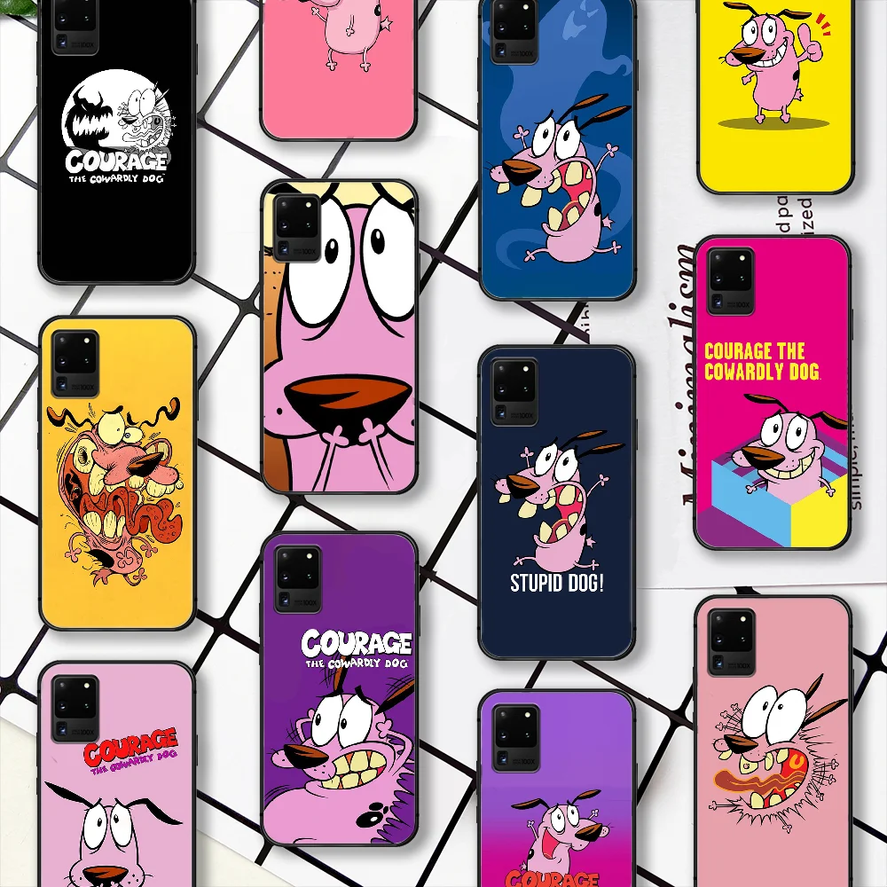 

COURAGE Cowardly Dog Phone Case For Samsung Galaxy Note S 8 9 10 20 Plus E Lite Uitra black Bumper 3D Cover Luxury Shell Pretty