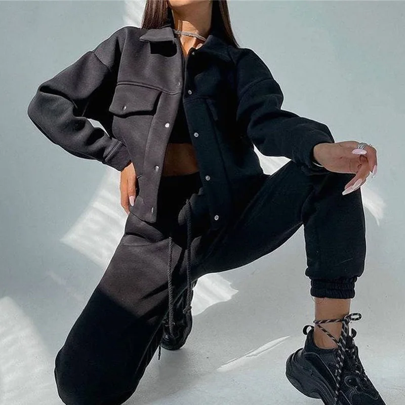 Женские повседневные комплекты из двух предметов осенне-зимние модные женские