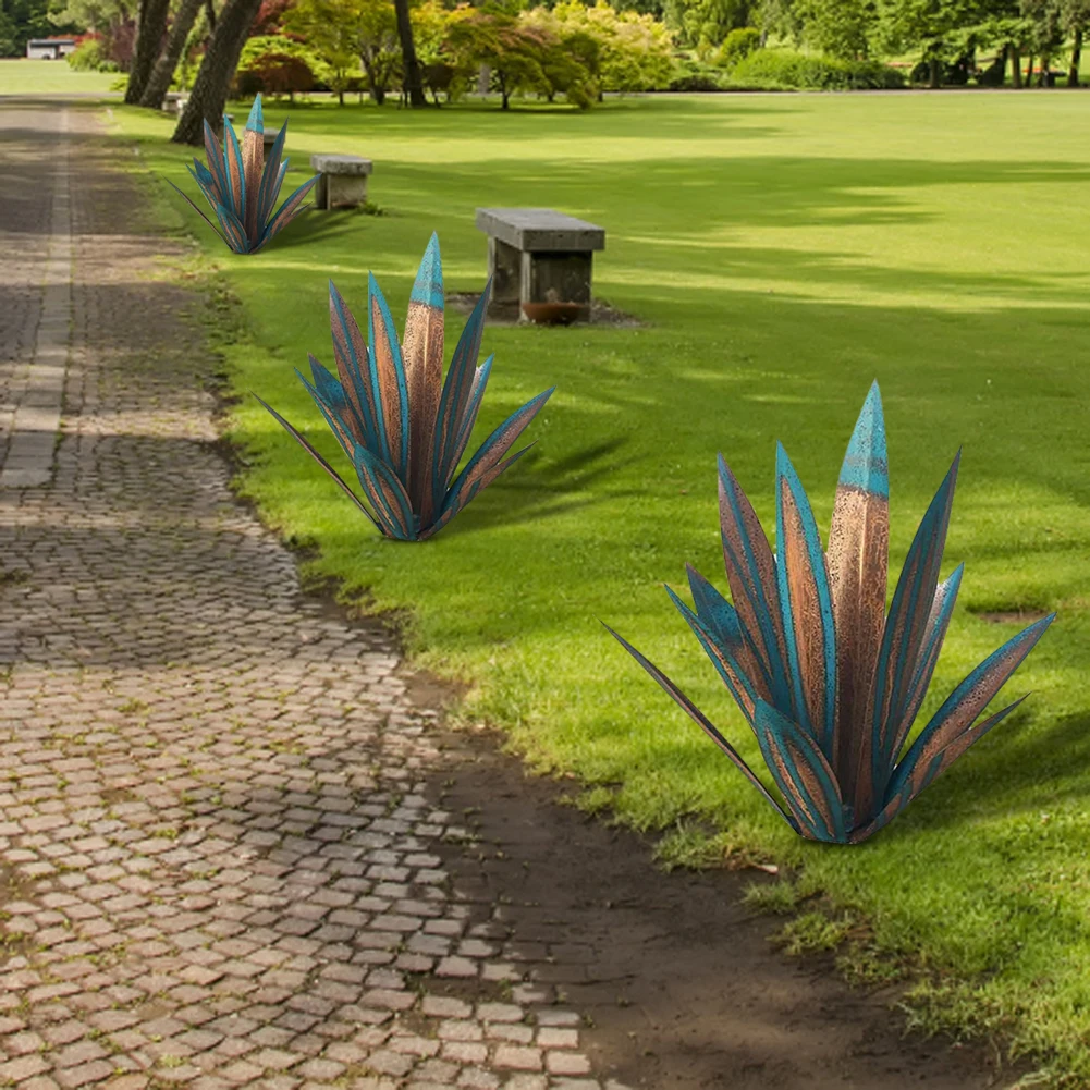 

1 Set Iron Art Plant Creative Yard Statue Waterproof Corrosion Resistant Garden Decor Ornaments Simulation Plant Micro Landscape