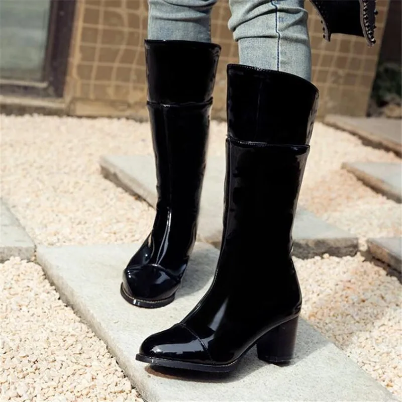 Новинка Сезон осень-зима Сапоги до середины икры Женская обувь Модные сапоги