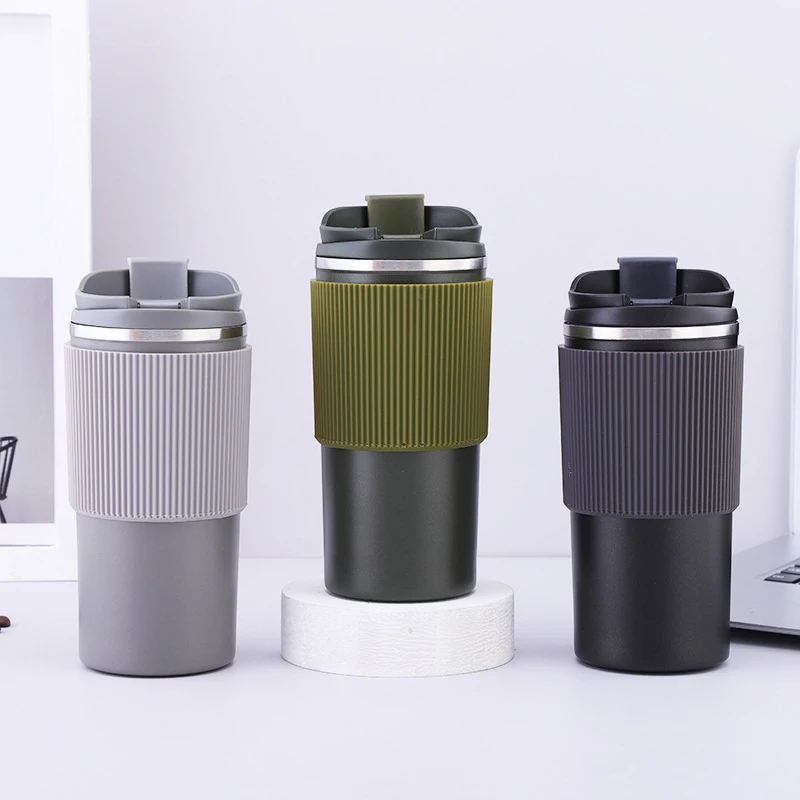 

Thickened Silicone Case Thermos Cup Insulated Water Bottle Non-slip Coffee Thermos Mug Car Vacuum Flasks Tumbler Thermal Cup