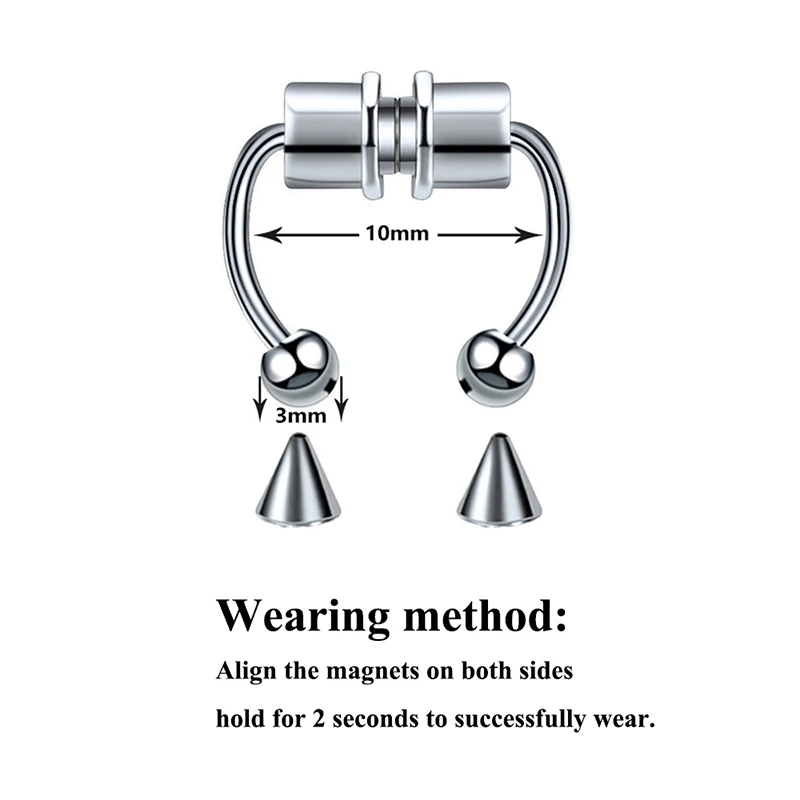 1 шт. поддельные магнитные кольца носа серьги-гвоздики многоразовые