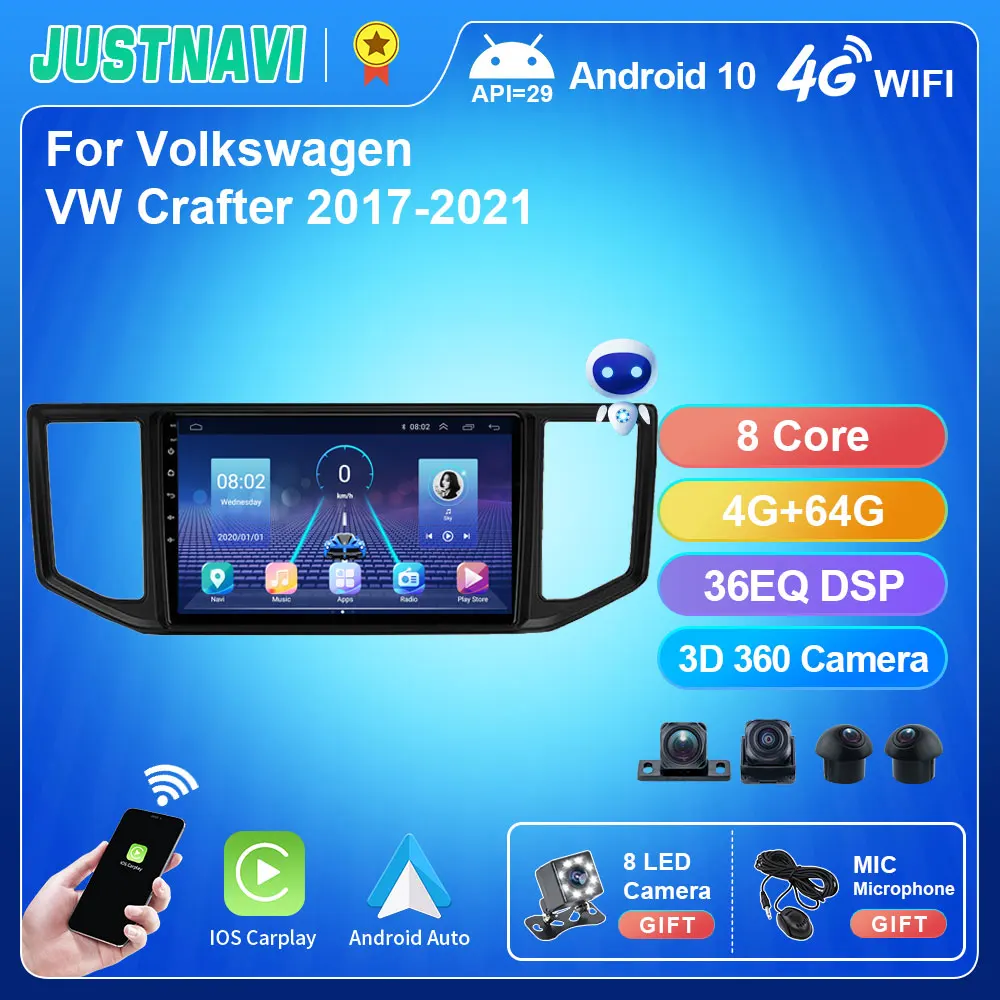 JUSTNAVI Android 10 0 QT5 для VW Amarok Crafter Van Man 2017-2021 GPS DSP 1280*720P Автомобильный плеер WIFI OBD Serero 4G 64G