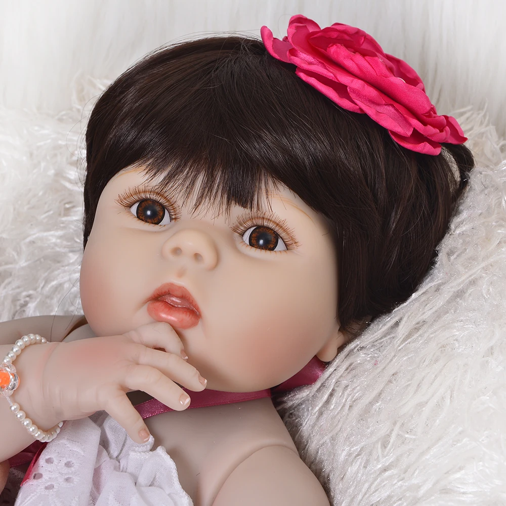 23 дюйма силиконовые куклы Reborn baby girl Full Body виниловые куклы коричневые глаза сенсорные настоящие детские куклы реалистичные настоящие Детские Playmates подарок для мальчика