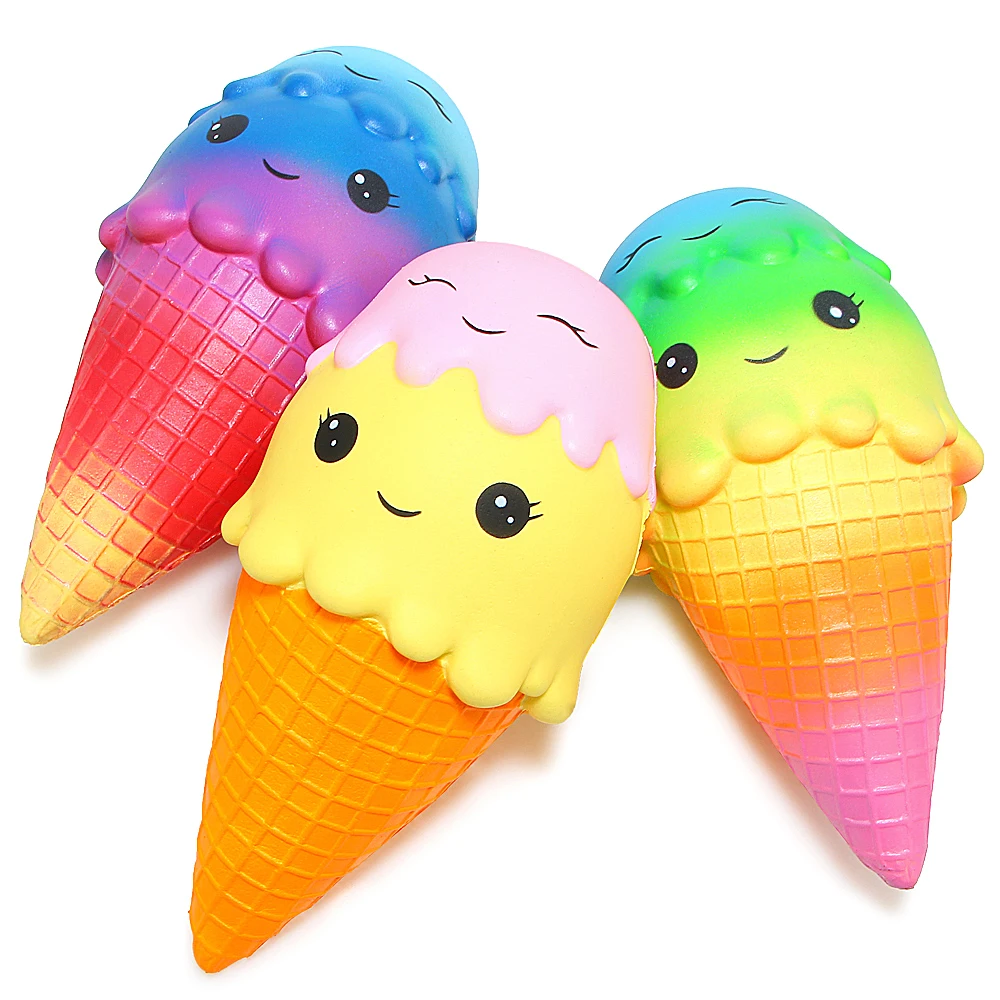 

Jumbo Squishy Colorful Face Ice Cream Cone Slow Rising Soft Squishes Cream Scented Original Package Squeeze Toy Kid Gift B0987