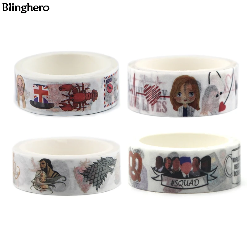 Blinghero 15mmX5m Cool TV Show Printing Washi Paper Tape Cool Masking Tape Stylish Papeleria Label Adhesive Tapes Gift BH0556