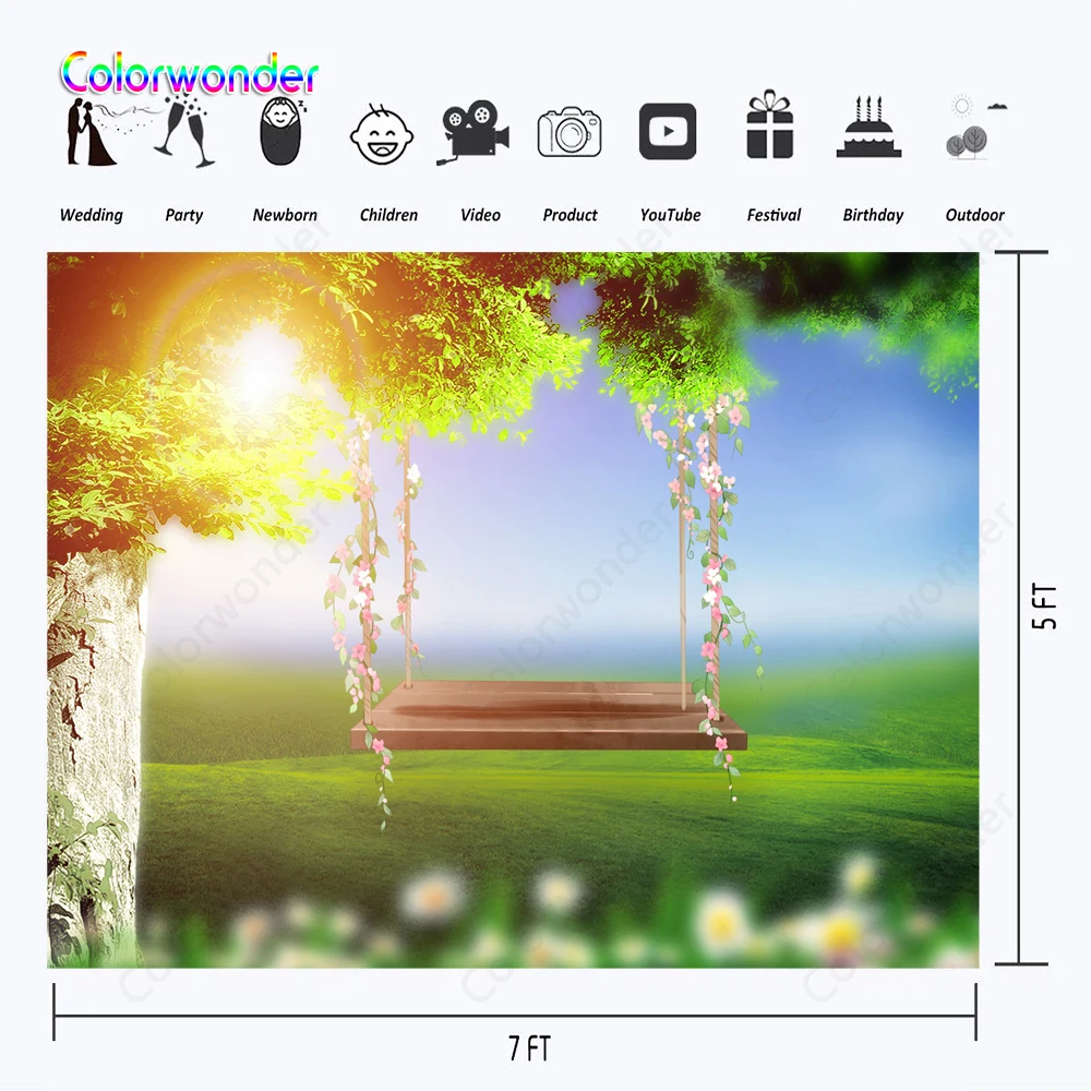 Весна сад фотография каменная стена с листьями деревянные качели розовыми