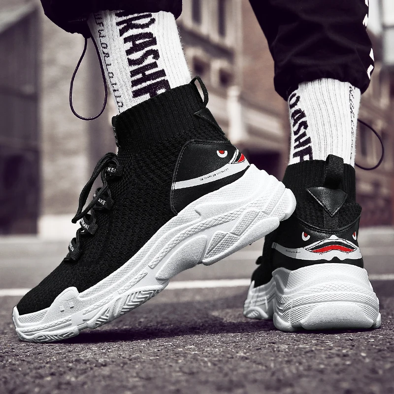

Sock Sneakers Men & Women Casual Shoes White Sharks Trainers Couple High Top Breathable Walking Footwear Basket Homme Tenis