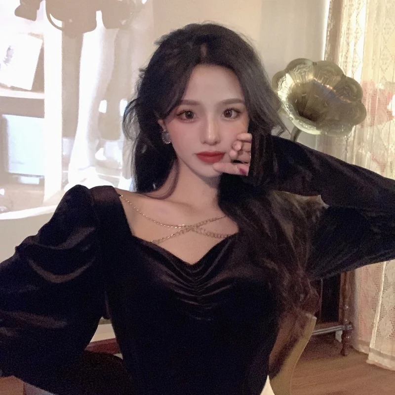 Женская шифоновая блузка с пышными рукавами |