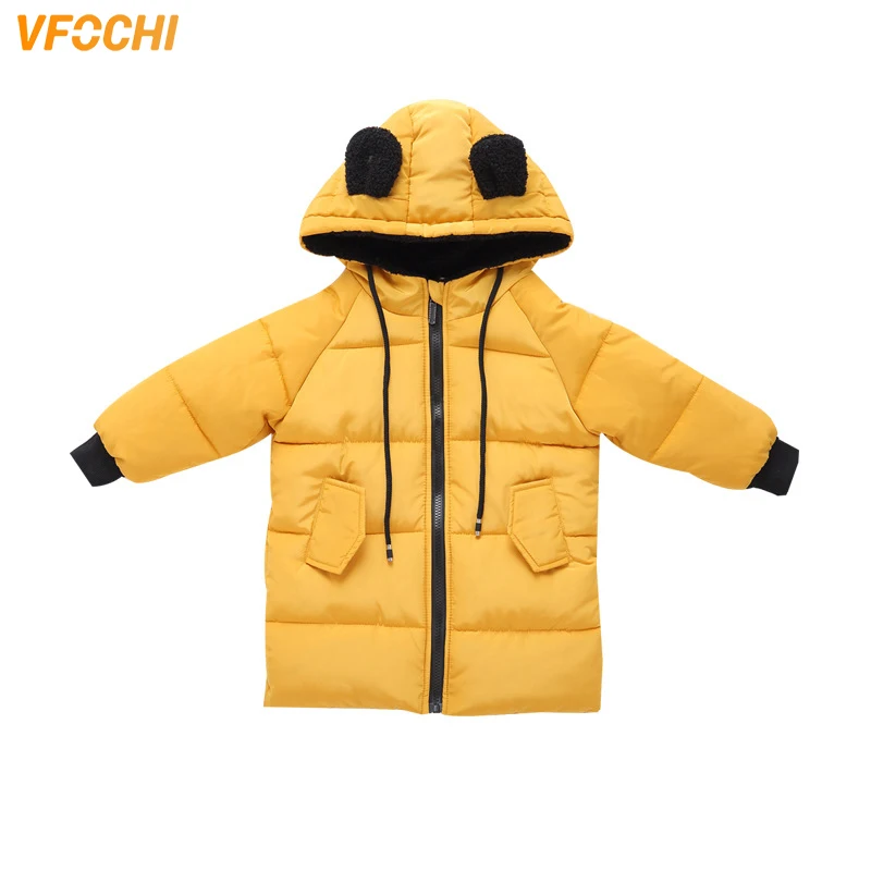 VFOCHI, новые длинные пуховые пальто для маленьких девочек детская зимняя куртка-парка детский зимний комбинезон От 1 до 8 лет девочек, толстая зимняя верхняя одежда с капюшоном, пуховое пальто